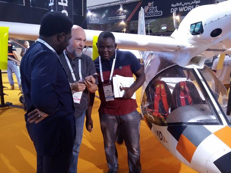 Delegation at an aviation-technology exhibition